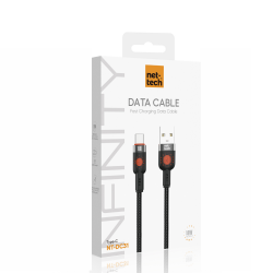 Nettech NT-DC31 18W Plastik 100 Cm USB To Type-C Şarj ve Data Kablosu (Siyah)