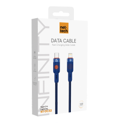 Nettech NT-DC33 30W Plastik 100 Cm Type-C To Lightning Şarj ve Data Kablosu (Mavi)