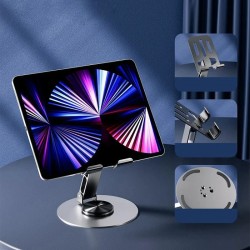720 Derece Ayarlanabilir Alüminyum Telefon-Tablet Standı (Gri)