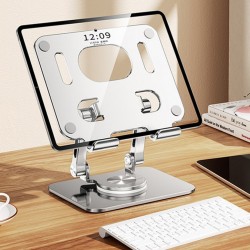 H07 Katalanabilir Alüminyum Tablet ve Telefon Tutucu Standı (Gümüş)