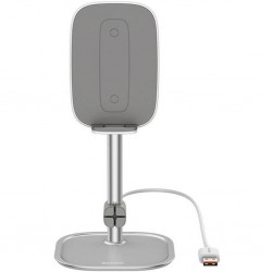 Baseus Literary 15W Kablosuz Şarj Masaüstü Telefon Tutucu Stand Wireless Şarj (Gümüş)