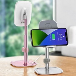 Baseus Literary 15W Kablosuz Şarj Masaüstü Telefon Tutucu Stand Wireless Şarj (Gümüş)