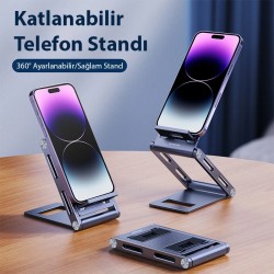 Dux Ducis Z-Shape Alüminyum Alaşımlı Katlanır Telefon Standı (Gri)
