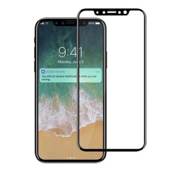iPhone 11 Pro / X / XS Uyumlu Toz Filtreli HD Temperli Cam Ekran Koruyucu (Siyah)