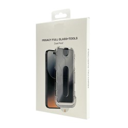 iPhone 12 Pro Max Kolay Uygulama Aparatlı Dust Proof Privacy Temperli Hayalet Cam Ekran Koruyucu (Siyah)