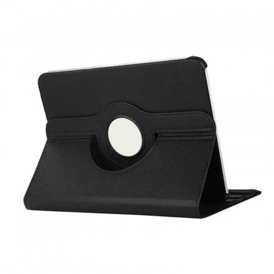 Samsung Galaxy Tab S10 FE Plus 360 Dönen Standlı Kapaklı Kılıf (Siyah)