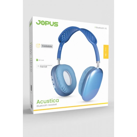Jopus Acustica Bluetooth V5.0 Mikrofonlu Kulak Üstü Kulaklık (Mavi)