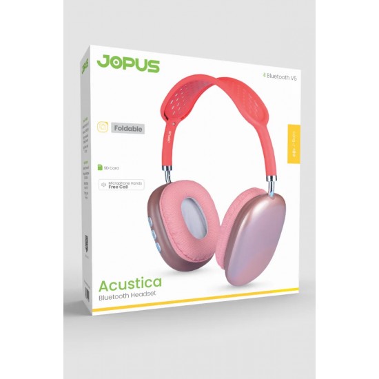 Jopus Acustica Bluetooth V5.0 Mikrofonlu Kulak Üstü Kulaklık (Kırmızı)