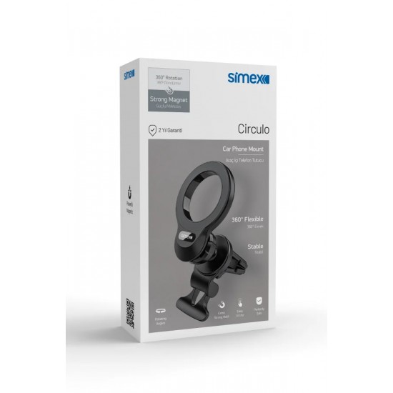Simex Circulo Magsafe Extra Güçlü Magnetli 360 Derece Esnek Havalandırma Tipi Araç Tutucu