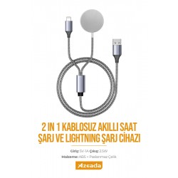 Azeada PD-W13 2'si 1 Arada Magsafe Manyetik Akıllı Saat ve Lightning Şarj Kablosu