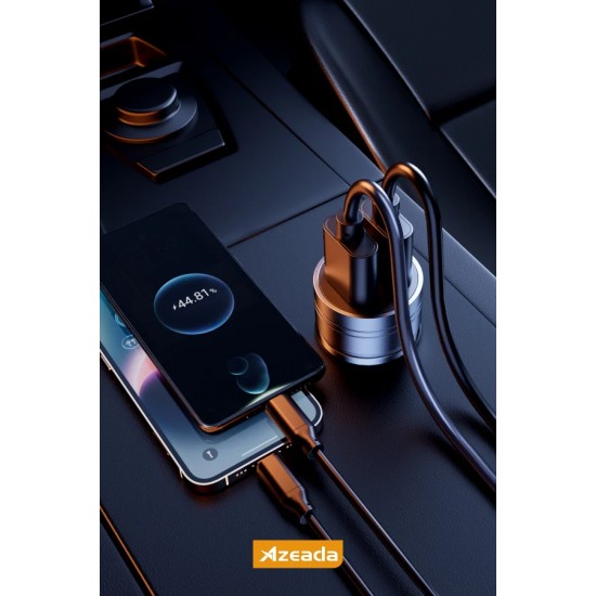 Azeada Mintone Serisi 15W Çift USB Girişli Araç Şarj Cihazı (Gri)