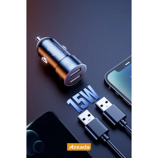 Azeada Mintone Serisi 15W Çift USB Girişli Araç Şarj Cihazı (Gri)