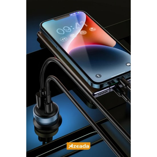 Azeada COOLLE PD-C36 30W Şeffaf Tasarım Hızlı Araç Şarj Cihazı