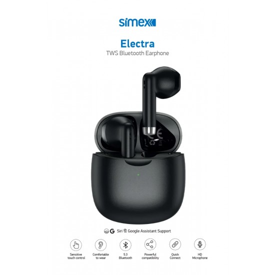 Simex Electra ENC Gürültü Engelleme TWS Bluetooth 5.4 Kulaklık (siyah)