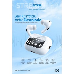 Simex Stream Pro Dokunmatik Ekranlı TWS Bluetooth 5.4 Kulaklık - ANC & ENC Destekli