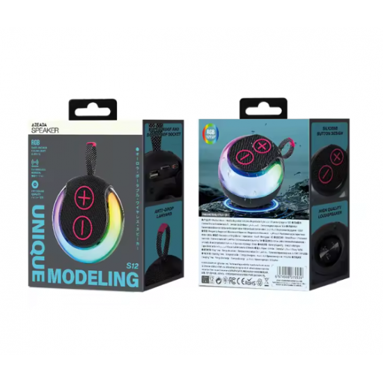 Azeada AZ-S12 Aurora RGB Işıklı Taşınabilir Bluetooth Hoparlör