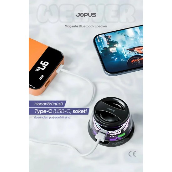 Jopus Weaver Magsafe Destekli 5W RGB LED Işıklı Manyetik Kablosuz Bluetooth Hoparlör