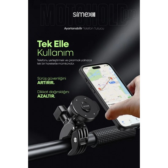 Simex Motohold Pro Ayarlanabilir Manyetik Telefon Tutucu