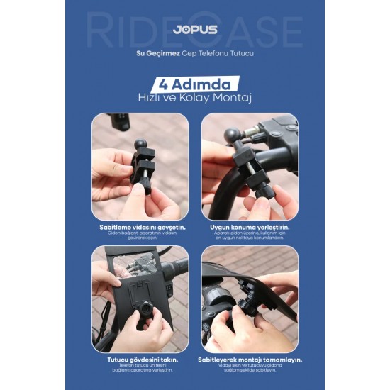 Jopus RideCase IP67 Su Geçirmez Motosiklet / Bisiklet Telefon Tutucu