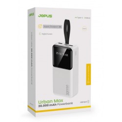Jopus Urban Max 30.000 mAh Dijital Ekranlı Çift Girişli Powerbank (Beyaz)
