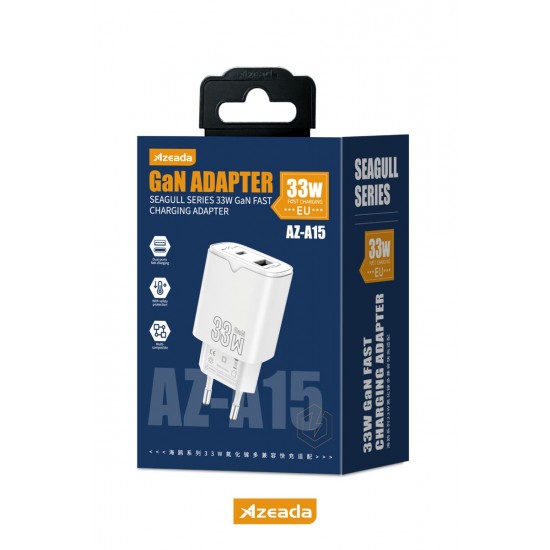 Azeada AZ-A15 33W GaN Hızlı Şarj Adaptörü (Beyaz) Azeada AZ-A15 33W GaN Hızlı Şarj Adaptörü (Beyaz)