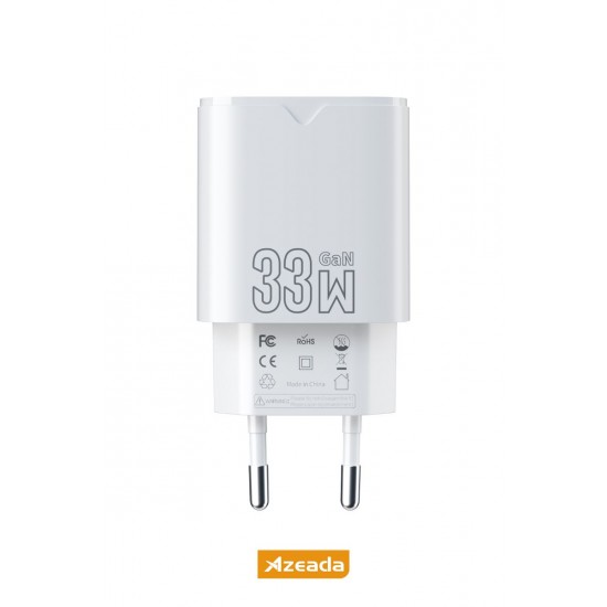 Azeada AZ-A15 33W GaN Hızlı Şarj Adaptörü (Beyaz) Azeada AZ-A15 33W GaN Hızlı Şarj Adaptörü (Beyaz)