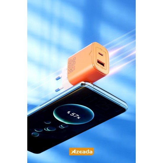 Azeada AZ-A15 33W GaN Hızlı Şarj Adaptörü (Turuncu) Azeada AZ-A15 33W GaN Hızlı Şarj Adaptörü (Turuncu)