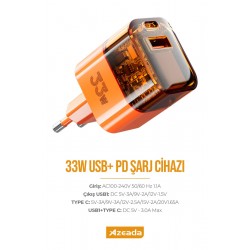 Azeada PD-A88 33W  Hızlı Şarj Adaptörü (Turuncu)
