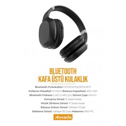 Azeada PD-BH500 Kablosuz Bluetooth Kulak Üstü Kulaklık (Siyah)