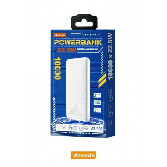 Azeada AZ-P06 22,5W 10000mAh Powerbank (Beyaz) Azeada AZ-P06 22,5W 10000mAh Powerbank (Beyaz)