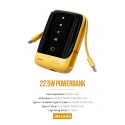 Azeada AZ-P01 22,5W 10000mAh Powerbank (Sarı)