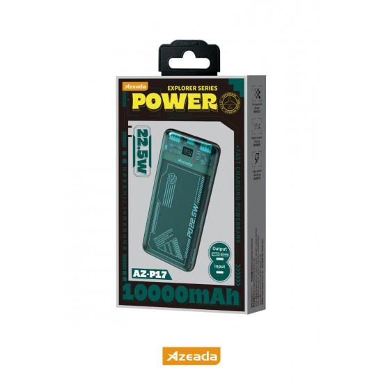 Azeada AZ-P17 22,5W 10000mAh Transparan Powerbank (Mavi) Azeada AZ-P17 22,5W 10000mAh Transparan Powerbank (Mavi)