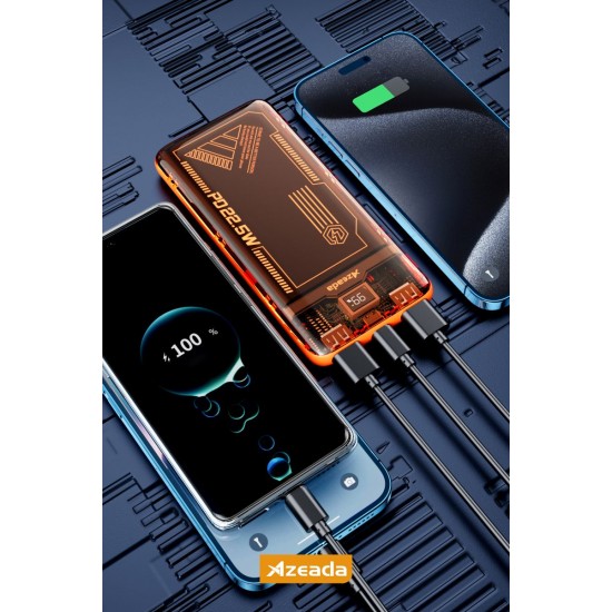 Azeada AZ-P17 22,5W 10000mAh Transparan Powerbank (Turuncu) Azeada AZ-P17 22,5W 10000mAh Transparan Powerbank (Turuncu)