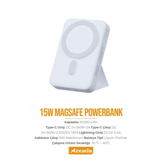 Azeada PD-V12 10000mAh Magsafe Powerbank (Beyaz) Azeada PD-V12 10000mAh Magsafe Powerbank (Beyaz)