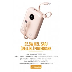 Azeada AZ-P14 22,5W 10000mAh Powerbank (Pembe)
