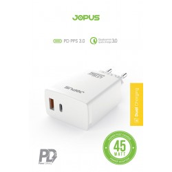 Jopus JO-S06 Forza USB / PD QC 3.0A 45W Hızlı Şarj Adaptörü (Beyaz)
