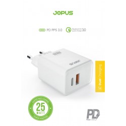 Jopus JO-S07 Cyper Hizli Sarj USB / PD 25W Hızlı Şarj Adaptörü (Beyaz)