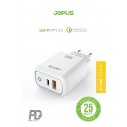 Jopus JO-S08 USB / PD 25W Hızlı Şarj Adaptörü (Beyaz)