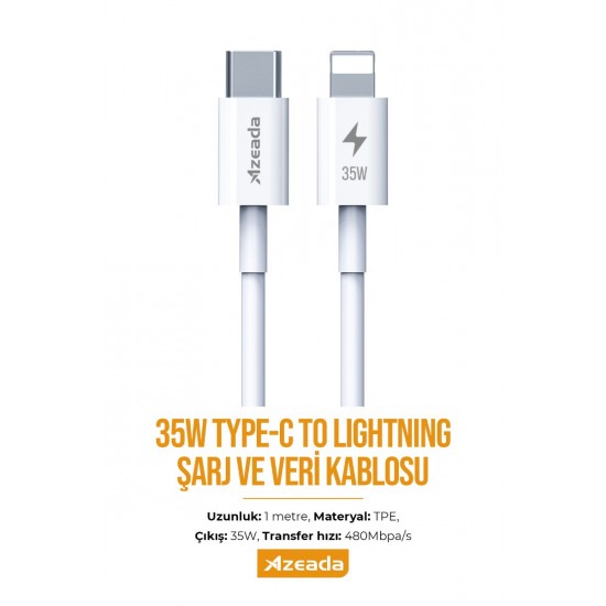 Azeada Mark Series PD-B84i PD 35W Type-C to Lightning 35W Şarj ve Data Kablosu Azeada Mark Series PD-B84i PD 35W Type-C to Lightning 35W Şarj ve Data Kablosu
