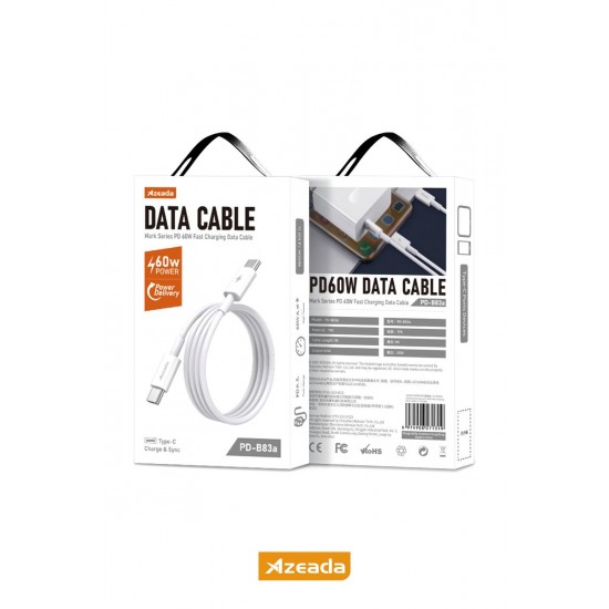 Azeada Mark Series PD-B83a Type C to Type C 60W Şarj ve Data Kablosu Azeada Mark Series PD-B83a Type C to Type C 60W Şarj ve Data Kablosu
