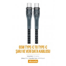 Azeada PD-B89 Type C to Type C 65W Şarj ve Data Kablosu 1.3m