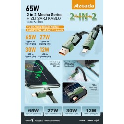 Azeada 4 In 1 4'lü 65W USB Type-C ve Lightning Örgülü Şarj ve Data Kablosu 1.5m
