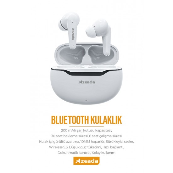 Azeada AZ-BT06 TWS Bluetooth Kulaklık (Beyaz)