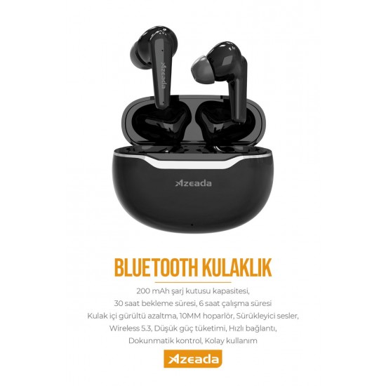 Azeada AZ-BT06 TWS Bluetooth Kulaklık (Siyah)
