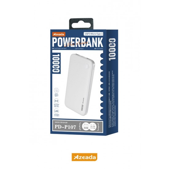 Azeada PD-P107 5V-2A 10000mAh Powerbank (Beyaz) Azeada PD-P107 5V-2A 10000mAh Powerbank (Beyaz)