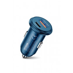 Simex M-30 Blue Line USB/PD Başlıklı 60W Metal Araç Şarj Aleti (Mavi)