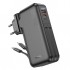 Hoco J126 USB-A+Type-C Çıkışlı Type-c+Lightning Kablolu 10000mAh Powerbank Şarj Aleti (Siyah)
