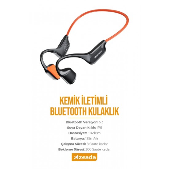 Azeada AZ-BN03 Fonlyn Boyun Askılı Bluetooth 5.3 Kablosuz Sporcu Kulaklığı - IP6 Suya Dayanıklı