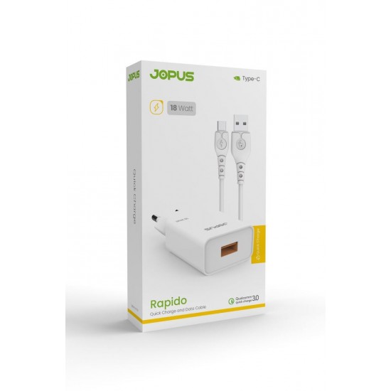 Jopus JO-S04 Rapido Qc 3.0 18W Type-C Kablolu Şarj Adaptörü (Beyaz) Jopus JO-S04 Rapido Qc 3.0 18W Type-C Kablolu Şarj Adaptörü (Beyaz)