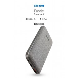 Simex S-37 Fabric 22,5W/PD 10000mAh Powerbank (Gri)